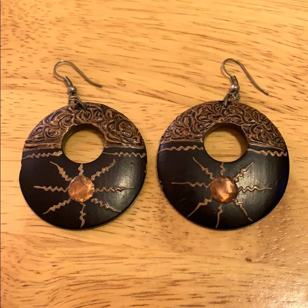 Wooden Sun Earrings